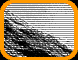 Three of a pixelated black-and-white animation showing a figure in motion against striped backgrounds, bordered by orange rounded rectangles