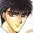 Anime-style character with dark hair and light skin, side profile facing right, against black background with white text.