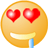 Two side-by-side pixelated emoji faces with heart-shaped eyes, yellow smiles, and blue tears, one with larger hearts than the other.