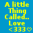 Yellow pixelated text on blue background reads 'A little Thing Called.. Love <333' with a heart symbol, two identical frames shown side-by-side.