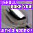 Pixelated eye with purple text overlays reading 'I SHALL POKE YOU! WITH A SPORK!' and a '*POKE*' animation effect.