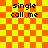 Yellow and orange checkered background with dark blue text reading "single call me" in four quadrants, featuring a pixelated animation of a yellow shape expanding and contracting in the top-right quadrant.