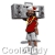 Animated pixel art contact sheet showing a character with red shirt and gray shorts holding a boombox across five frames, each frame displaying slight pose variations against white background.