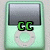Four light green iPod-like devices with gray screens and circular control pads, each displaying different text or symbols.