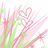 Pixelated pink and green floral design with a heart shape, transitioning to include text 'LAURENN' and a '<3' symbol.