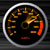 Circular icon with white border containing pixelated dark background and scattered golden-yellow and red-orange elements.
