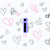 Animated sequence of text elements forming 'i', 'l', 'lo', 'lov', 'love' with a final frame showing 'garrett', all over heart and key patterned background.