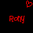 Red pixelated heart symbol above two red 'Rony' text instances on black background.