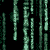 Green digital rain streams fall vertically on a black background, with varying opacity and spacing between