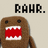 Brown pixelated character with red mouth and white teeth, displaying 'RAHR.' text above and 'Domo!!' text below in some views.