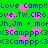 Green background with blue text repeating 'Love Camp!! Love Camp!!' and other phrases, pink hearts scattered throughout.
