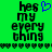 Green background with black pixelated text reading 'hes my every thing' and a blue pixelated heart symbol above the text on the left side.