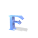 Blue 3D letter F with varying shadows and angles , some showing partial rotation or perspective shifts