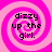 Four identical pink spiral backgrounds with black text reading "dizzy up the girl." arranged in a