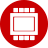 Red circular icon with white geometric shapes resembling a simplified circuit board or chip design.