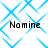 Four identical display the word 'Nomine' over a blue geometric pattern on white background