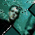 Pixelated animation of a person in dark clothing against teal background, transitioning from side profile to front view with hand near face and ending as black X symbol.