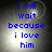 Blue text on a dark background with light effects, displaying 'i will wait because i love him' in four