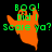 Green text 'BOO! Did I scare ya? Scare ya?' appears above an orange ghost-like figure on a black background, with the figure's color shifting to brown in subsequent frames.