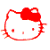 Two static Hello Kitty-style cartoon cat head icons side-by-side on a white background, one red and one blue with bows.