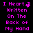 Pixelated text in bright pink on black background with heart symbol variations across four