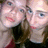 Two people pose closely together in a pixelated photo on the left, with pink text reading "meghan & marina" and "best friends for life <3" on a dark purple background.