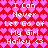 Pixelated text repeats 'I Can Never Let Go of My Girl Hailey <3' over a red and pink heart-patterned background with no visible motion changes.