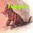 Animated sequence showing a brown dog with white chest and paws sitting against a light pink background, text changes from 'Tigger' to 'Rules'.