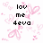 Pixelated image with black text 'lov me 4eva' centered over pink pixelated shapes on white background.