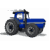 Blue tractor with gray accents and large black tires, viewed from side in pixelated animation frames.