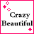 24 square icons with red borders, each displaying 'Crazy Beautiful' text and pink star symbols in various color combinations