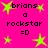 Bright pink background with scattered neon green stars and repeated black text reading 'brians a rockstar =O' in pixelated font.