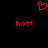 Red pixelated heart symbol above two instances of the word 'hott' on a black background.