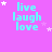 identical pixelated icons on a purple background, each displaying "live laugh love" text with scattered white and pink stars