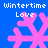 Blue background with four pink snowflakes and white text reading "Wintertime Love" above each snowflake.
