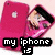 A pink iPhone with an anime-style character on its screen, displayed in a of six showing text and color variations