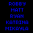 Blue pixelated text names on black background with white highlight boxes shifting across in animation