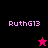 Four display 'RuthG13' text with star symbols; top-left black background, bottom-right magenta background, bottom-left bright pink background
