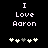 Pixelated text reads 'I Love Aaron' above five heart symbols on a black background, with one heart changing color between two states.