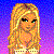Pixelated cartoon-style buddy icon featuring a blonde woman on the left and blue text reading "blonde and single" on the right, with a red border around the text section.