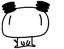 A cartoon character with a white rounded head, black ears, and stick legs stands against a gray background, showing subtle pose variations across frames.