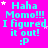 Bright pink background with repeated cyan text and small white/pink stars, showing a static of identical messages