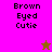 Pixelated text "Brown Eyed Cutie" appears on four colored backgrounds with star symbols in two positions.
