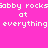 Pixelated text on bright pink background with cyan rectangular overlays on 'at' and 'everything' in different positions across frames.
