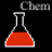 16 identical flask icons with varying liquid colors, each labeled "Chem" above the flask on a black background