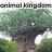 Animated scene showing a tree labeled 'animal kingdom' and a blue wizard hat with 'hollywood' text, both in pixelated style.