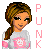 A 4x3 contact sheet of pixel art buddy icons featuring stylized female characters with distinct fashion labels and text overlays, each icon displayed in a separate cell on a white background.