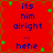 Red background with blue text reading 'its him alright ... hehe' and scattered green pixel clusters, static display.