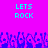 Pixelated graphic with cyan text 'LETS ROCK' repeated twice on a bright pink background above blue pixel art of raised hands.