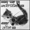 Black-and-white static image of a kitten with overlaid text in mixed fonts, featuring pixelated and handwritten styles on a plain background.